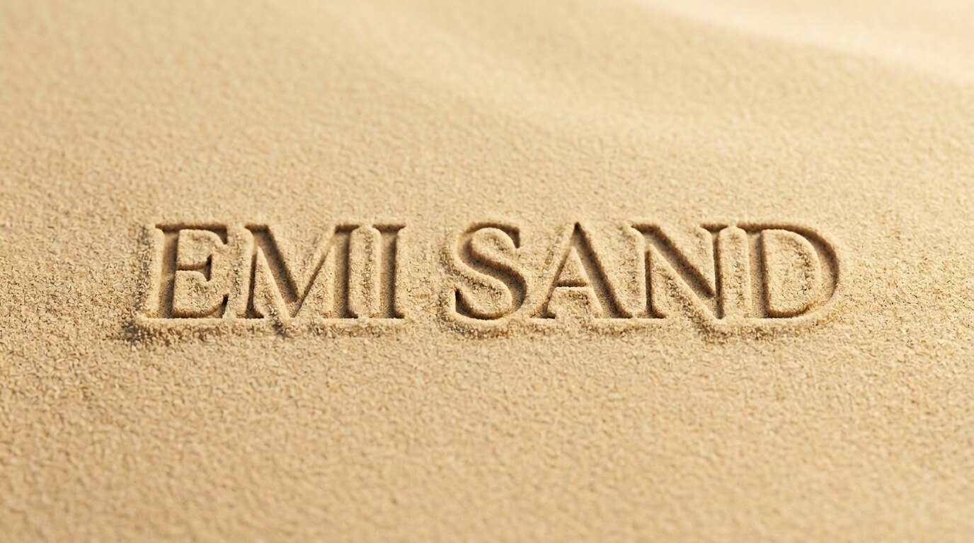 Emi Sand name drawn in sand
