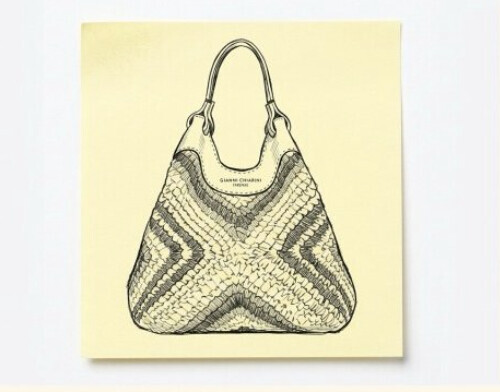 Sticky-note sketch of the Gianni Chiarini bag